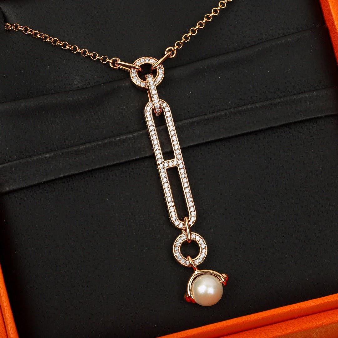 Hermes Sterling Silver Pearl Necklace