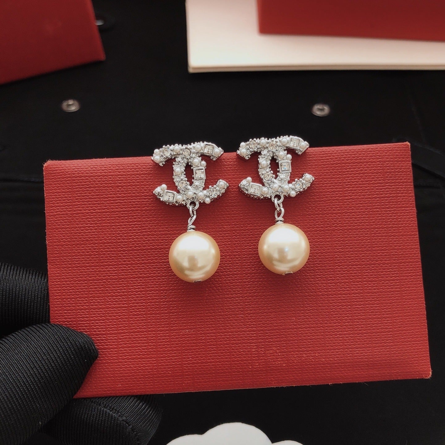 Chanel Brass Pearl Earrings