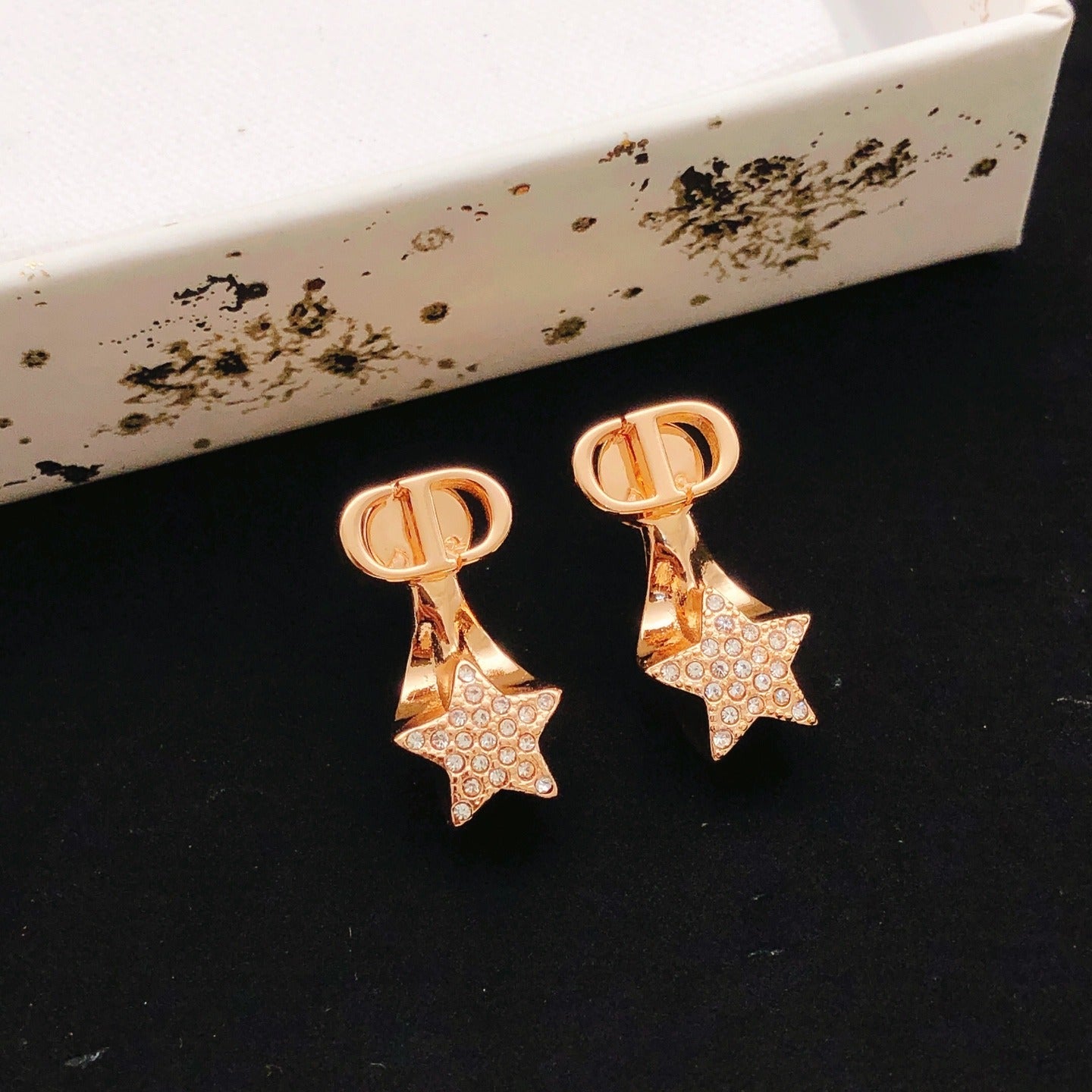 Dior Gold Brass Star Earrings