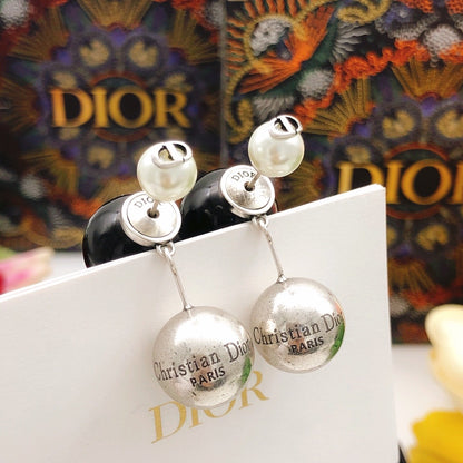 Dior Black Brass Pearl Earrings