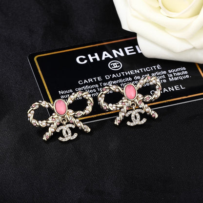 Chanel Brass Bow Earrings
