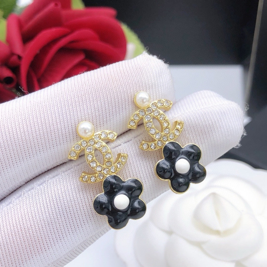 Chanel Brass & Sterling Silver Clover Earrings