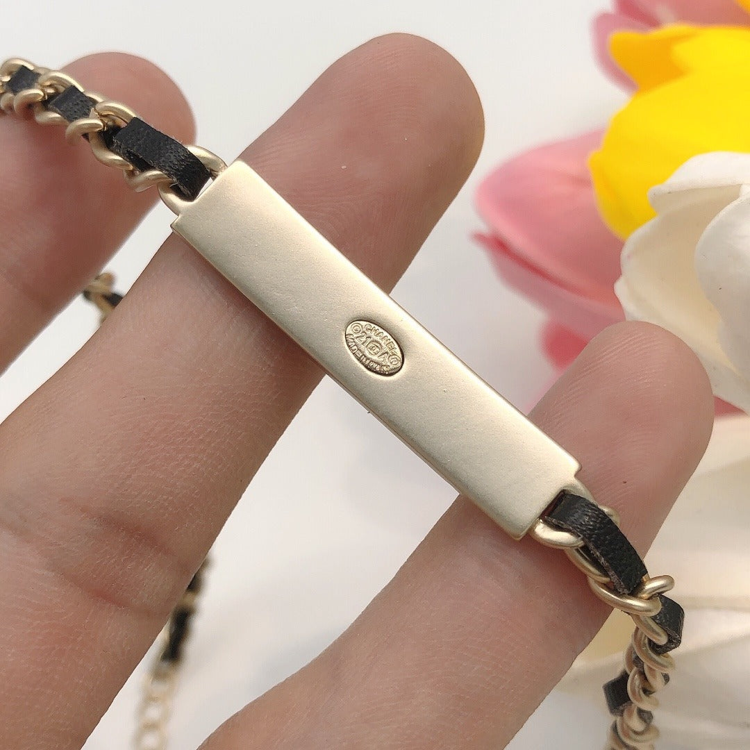 Chanel Leather Logo Bracelet