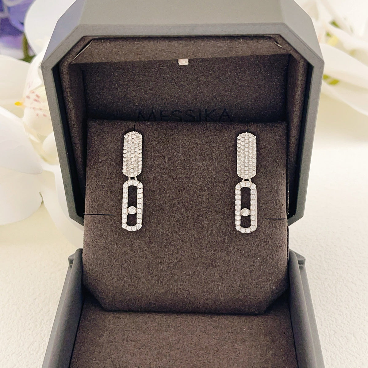 Messika Silver Brass Pave Earrings