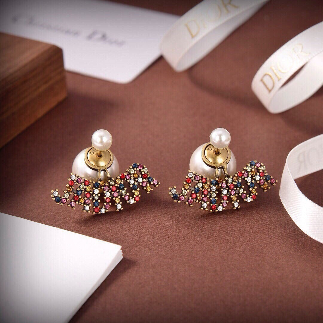 Dior Brass Pearl Earrings