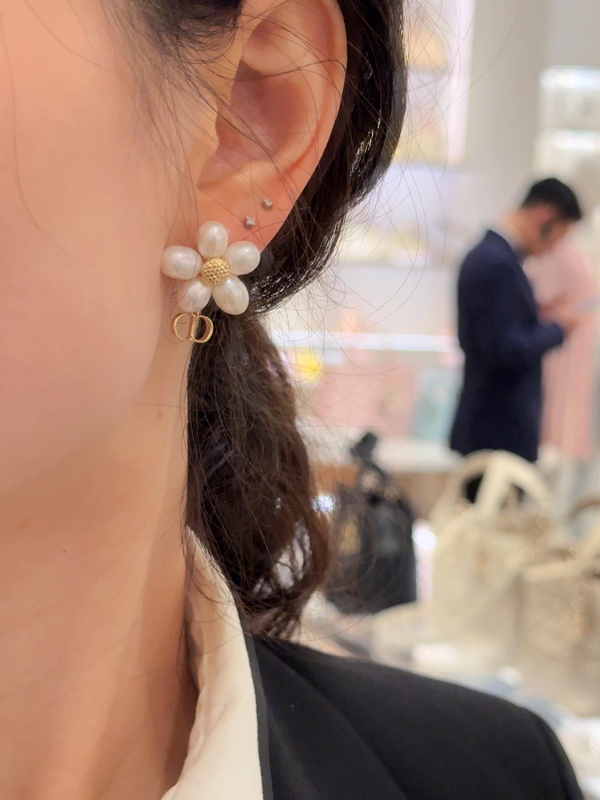 Dior Brass Floral Earrings