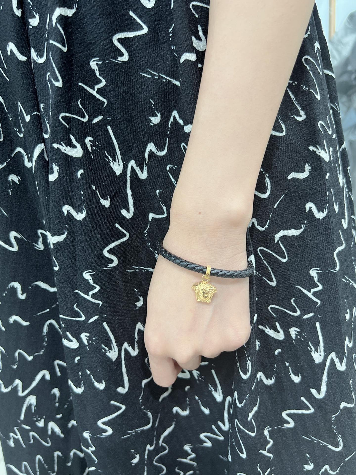 Versace Gold Leather Medusa Bracelet