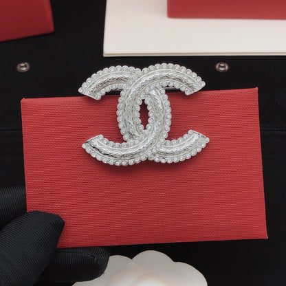 Chanel Silver Brass Brooch