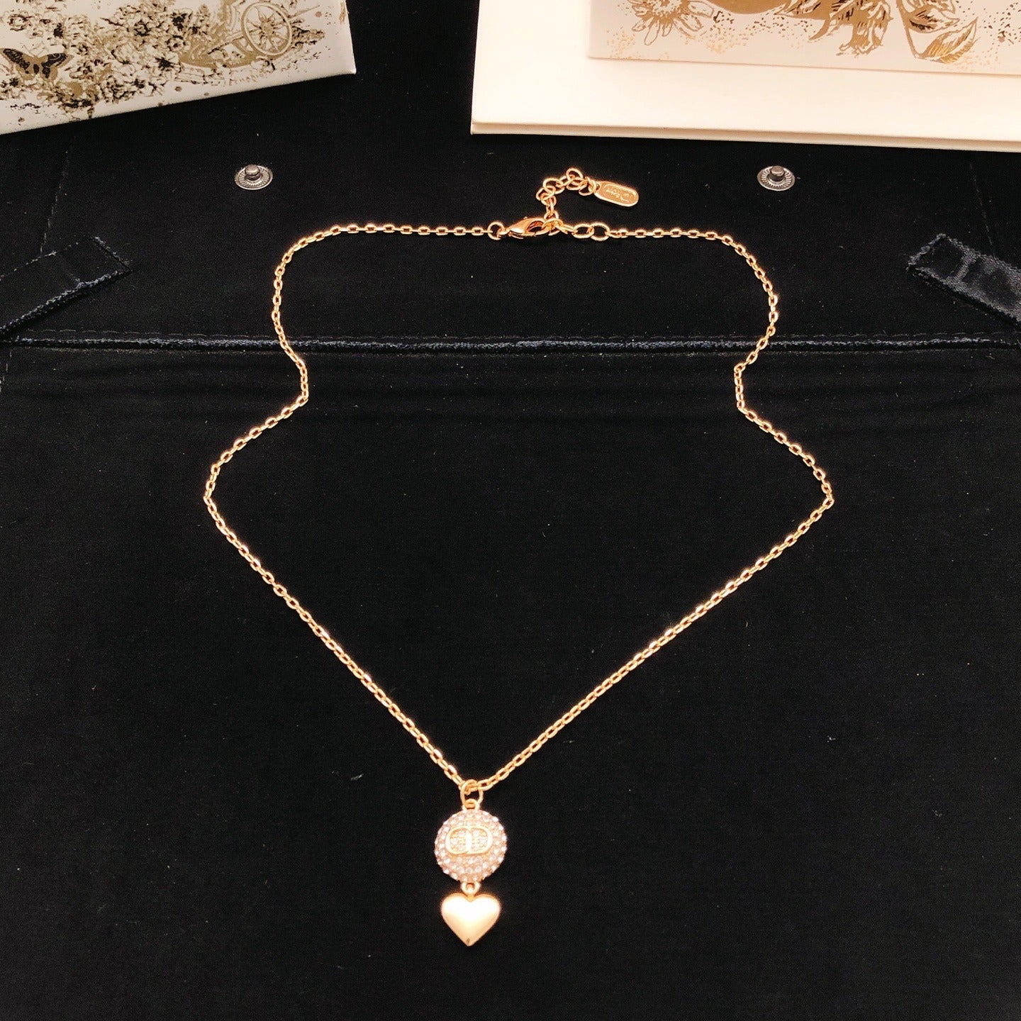Dior Gold Brass Heart Necklace
