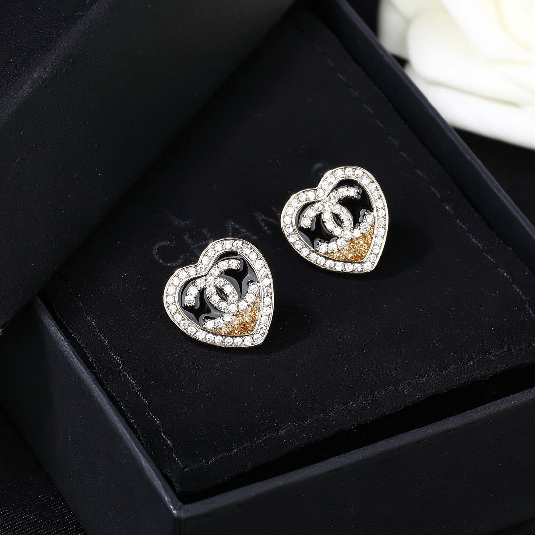 Chanel Brass Heart Earrings