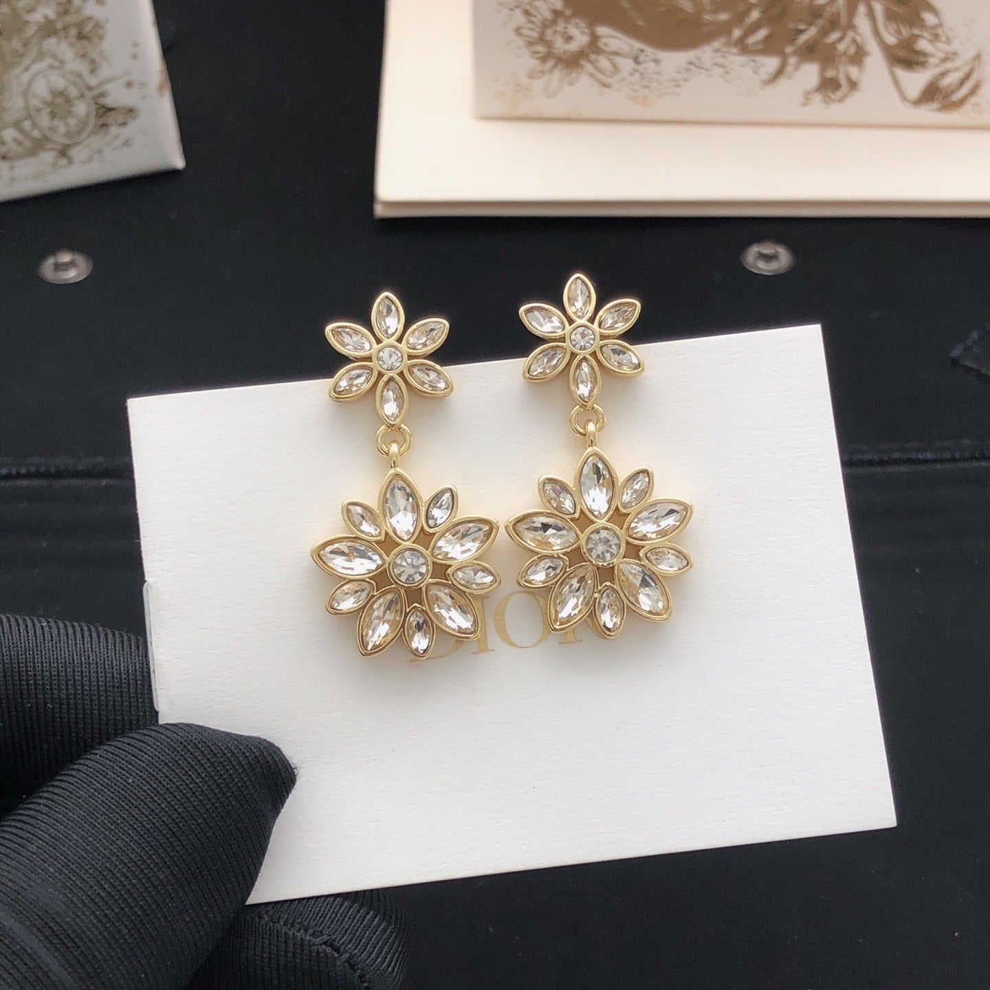 Dior Brass Floral Earrings
