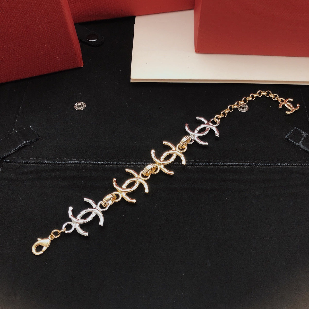 Chanel Brass Colorblock Necklace