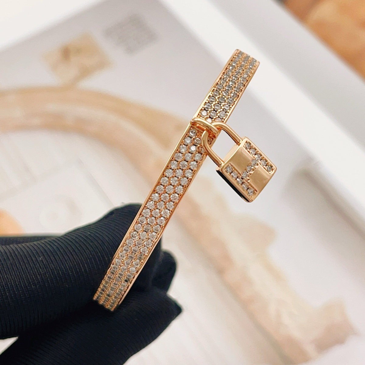 Hermes Brass Pave Bracelet