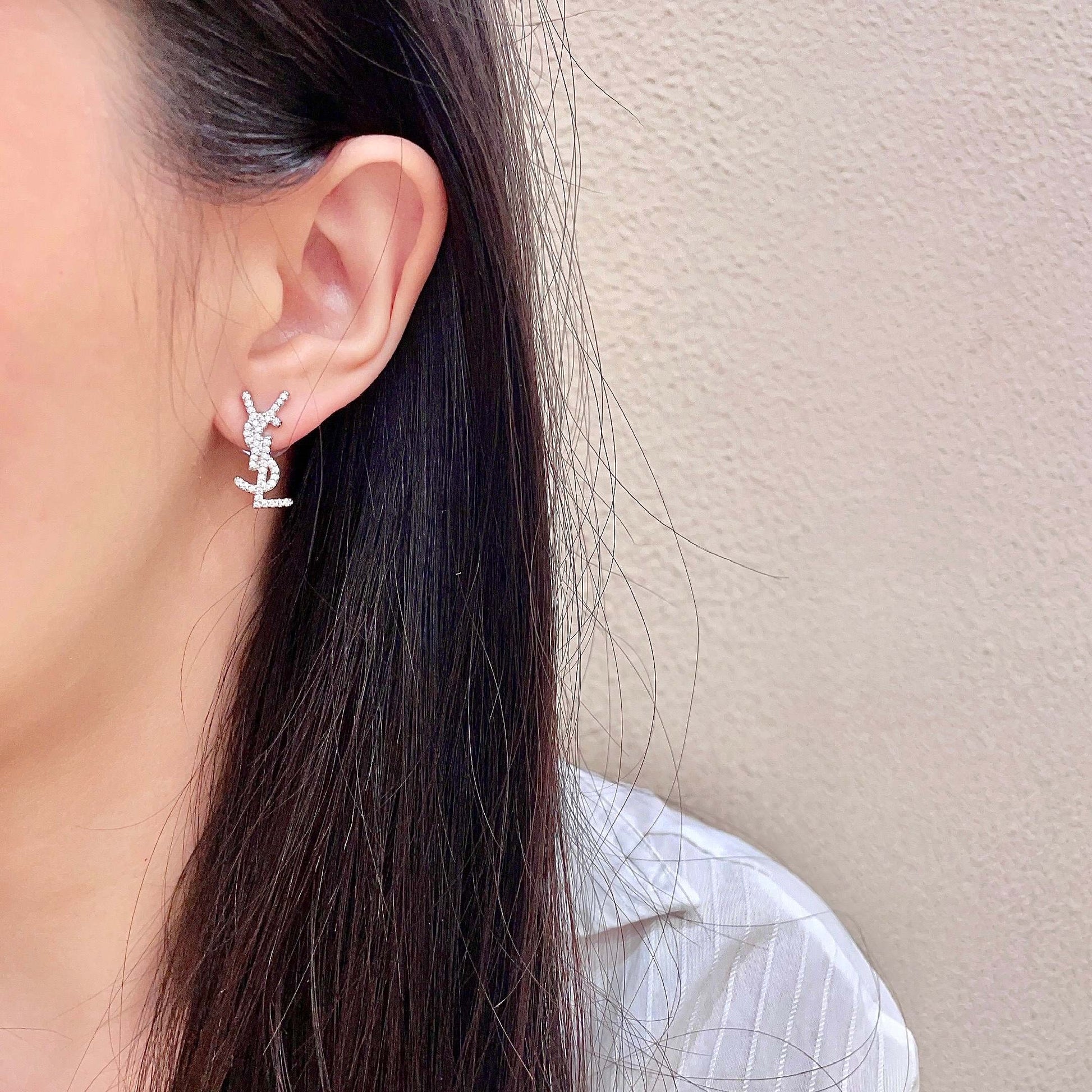 Saint Laurent Sterling Silver Vintage-Finish Earrings