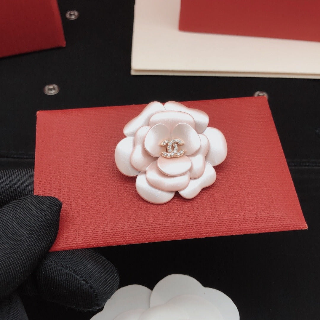 Chanel Pink Brass Floral Brooch