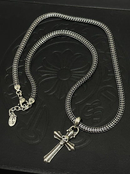 Chrome Hearts Sterling Silver Cross Necklace