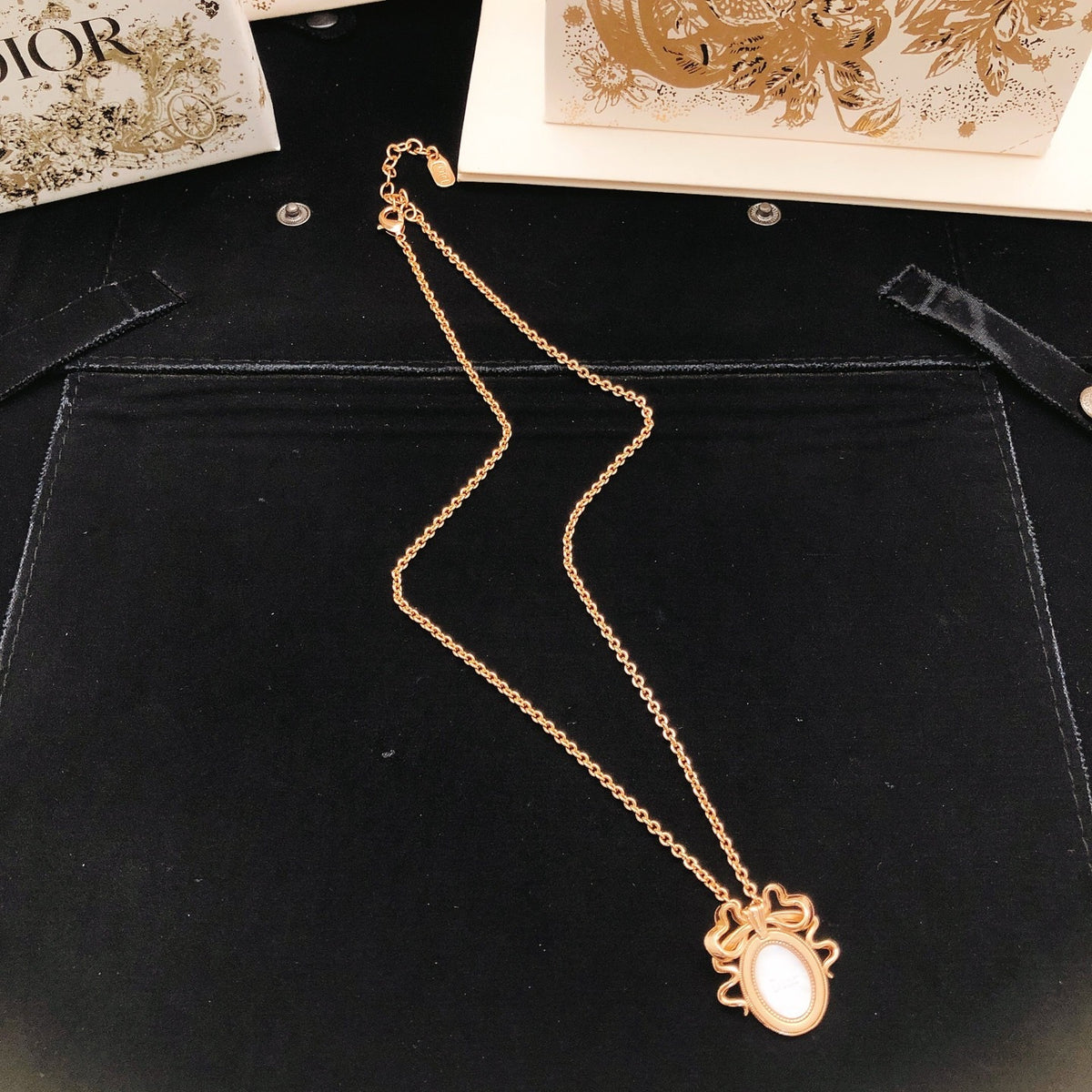 Dior Brass Bow Necklace