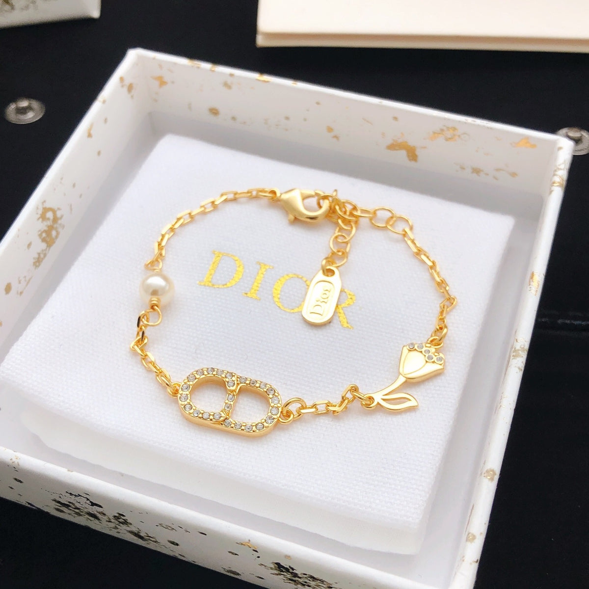 Dior Brass Floral Bracelet