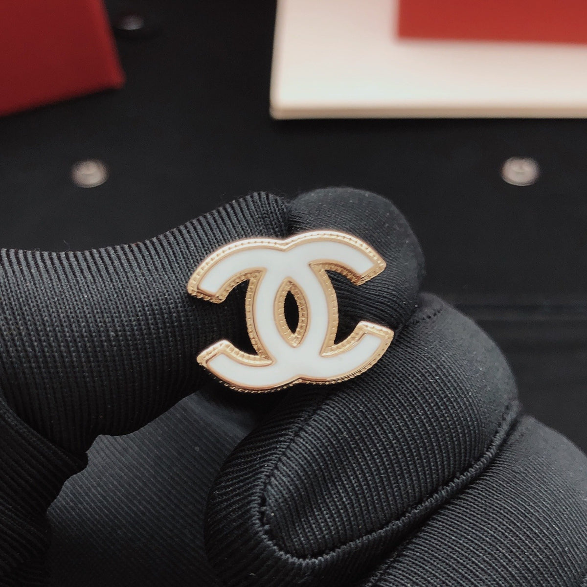 Chanel White Brass Earrings