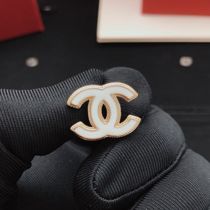 Chanel White Brass Earrings