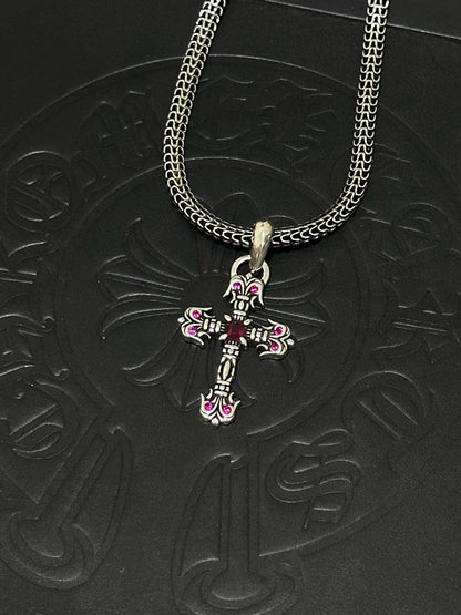 Chrome Hearts Sterling Silver Cross Necklace