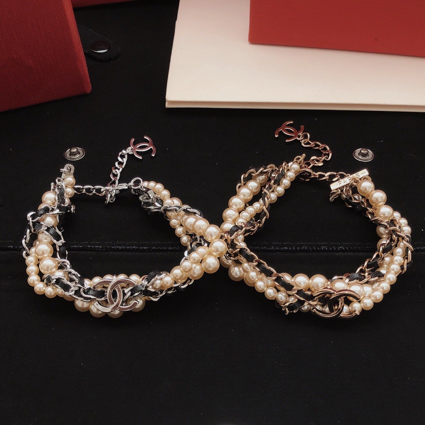 Chanel Leather Pearl Bracelet