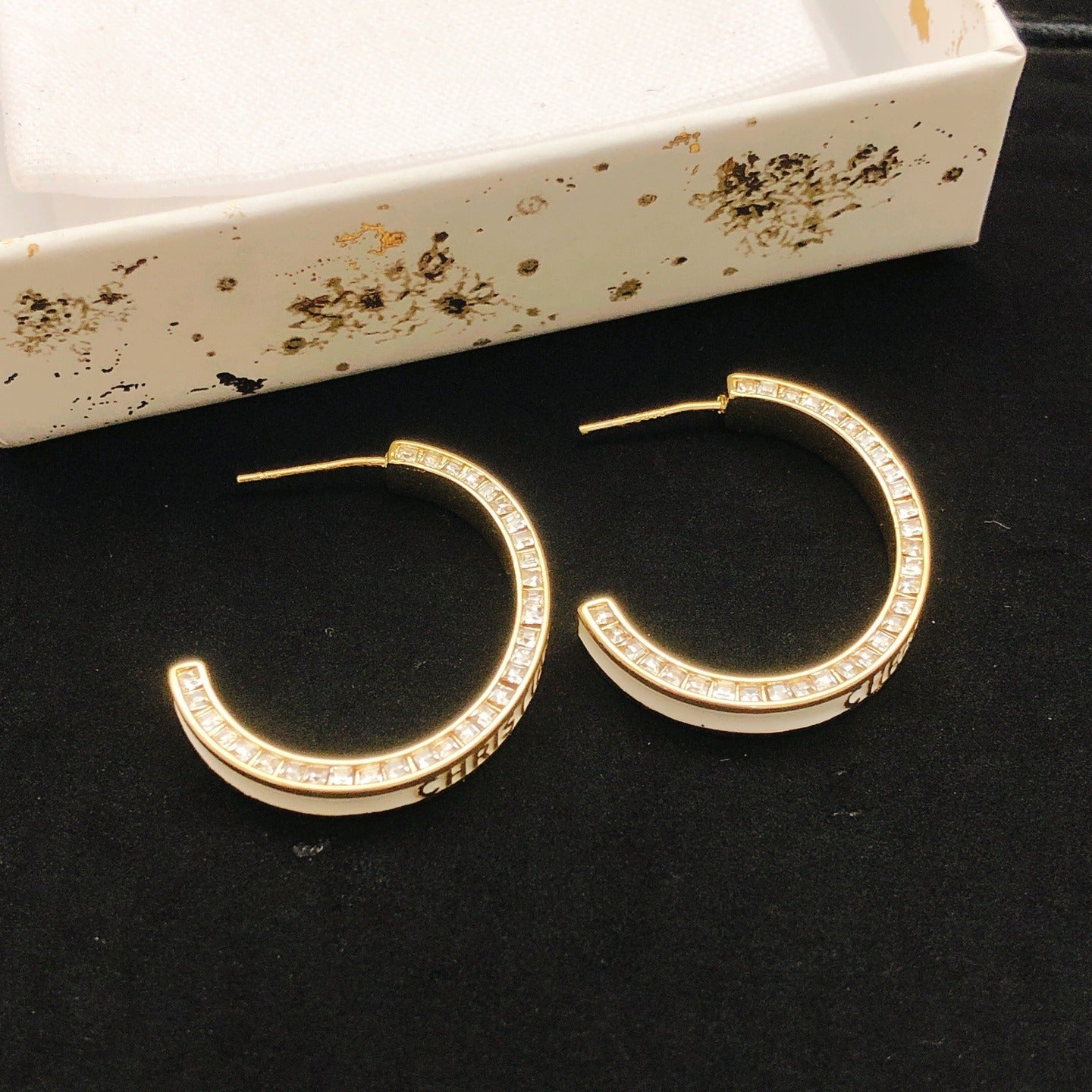 Dior White Brass Earrings