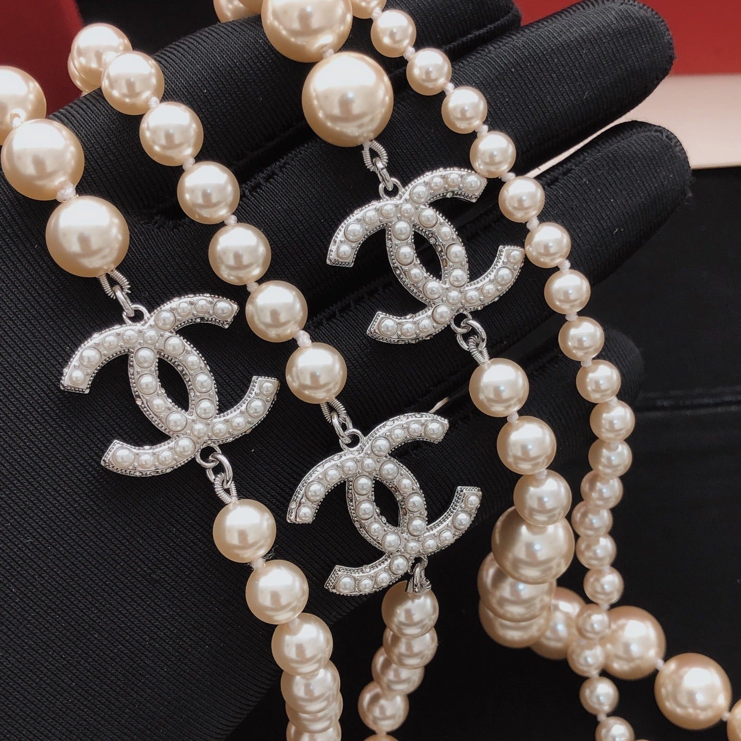 Chanel Silver Brass Pearl Necklace