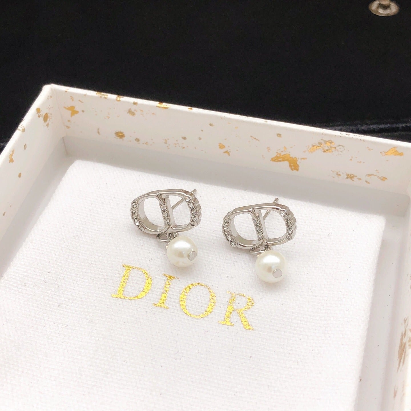 Dior Brass Pearl Earrings