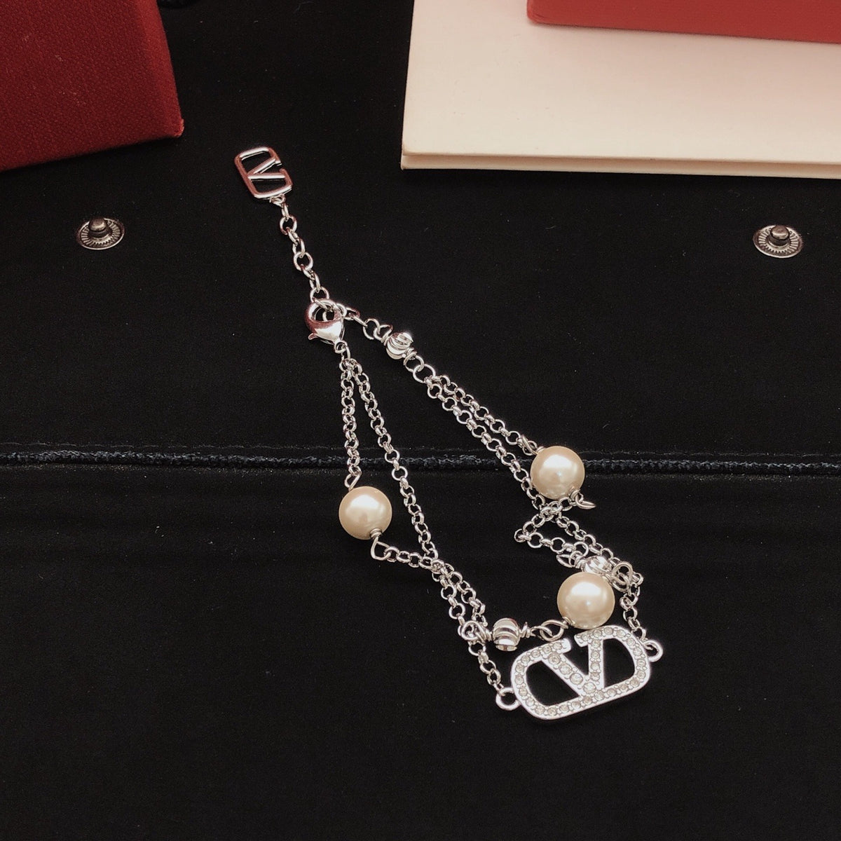 Valentino Brass Pearl Bracelet