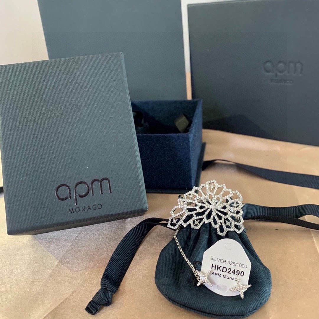 APM Monaco White Openwork Earrings
