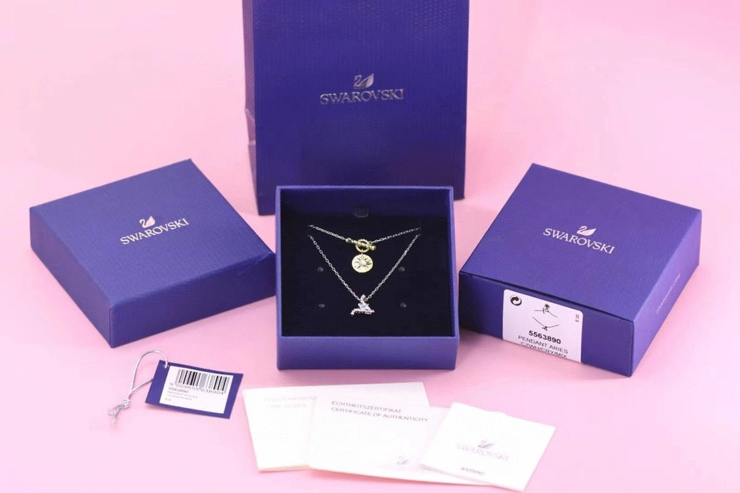 Swarovski Gold Lock Necklace