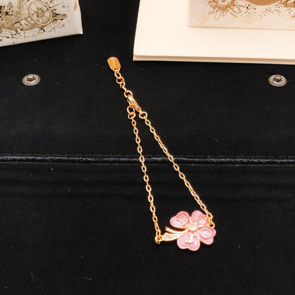 Dior Pink Brass Clover Bracelet