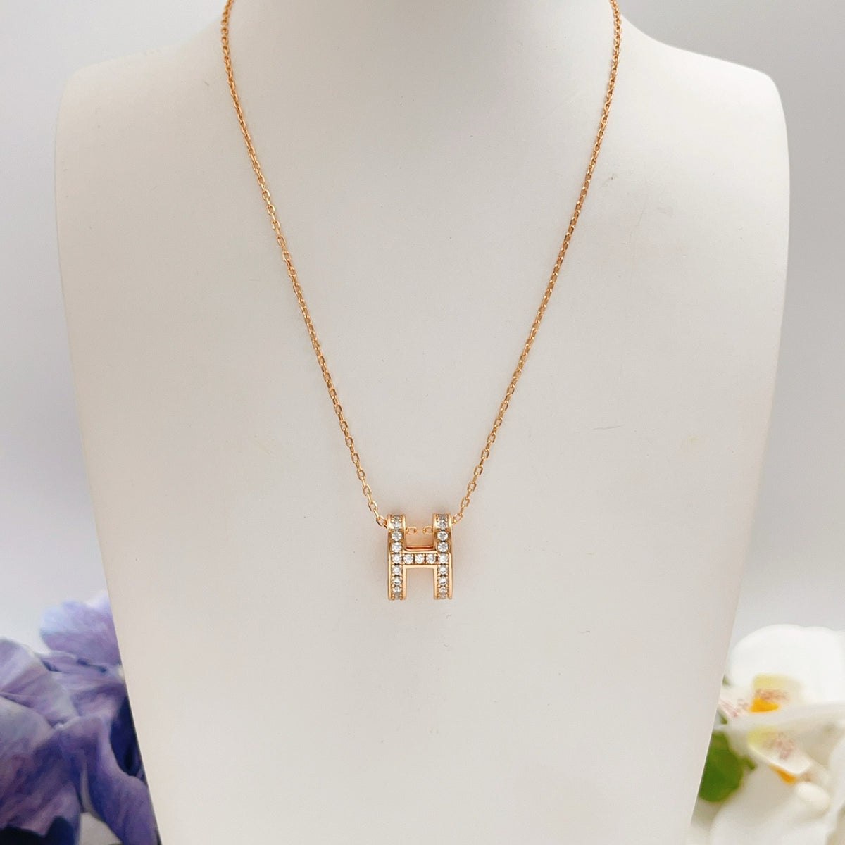 Hermes Brass Pave Necklace