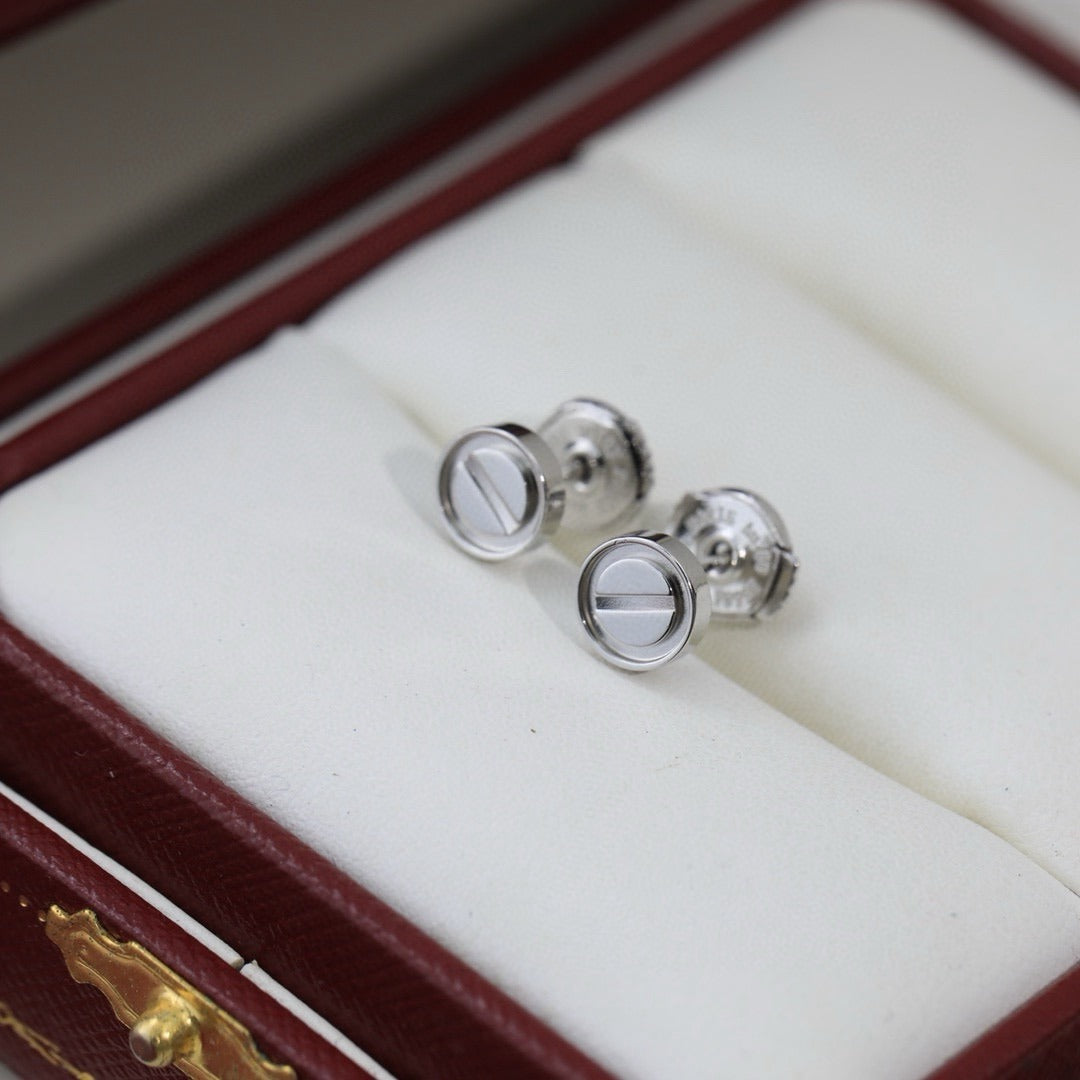 Cartier Sterling Silver Logo Earrings