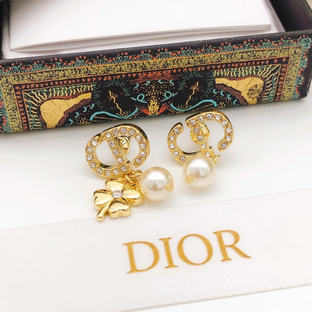 Dior Brass Clover Earrings