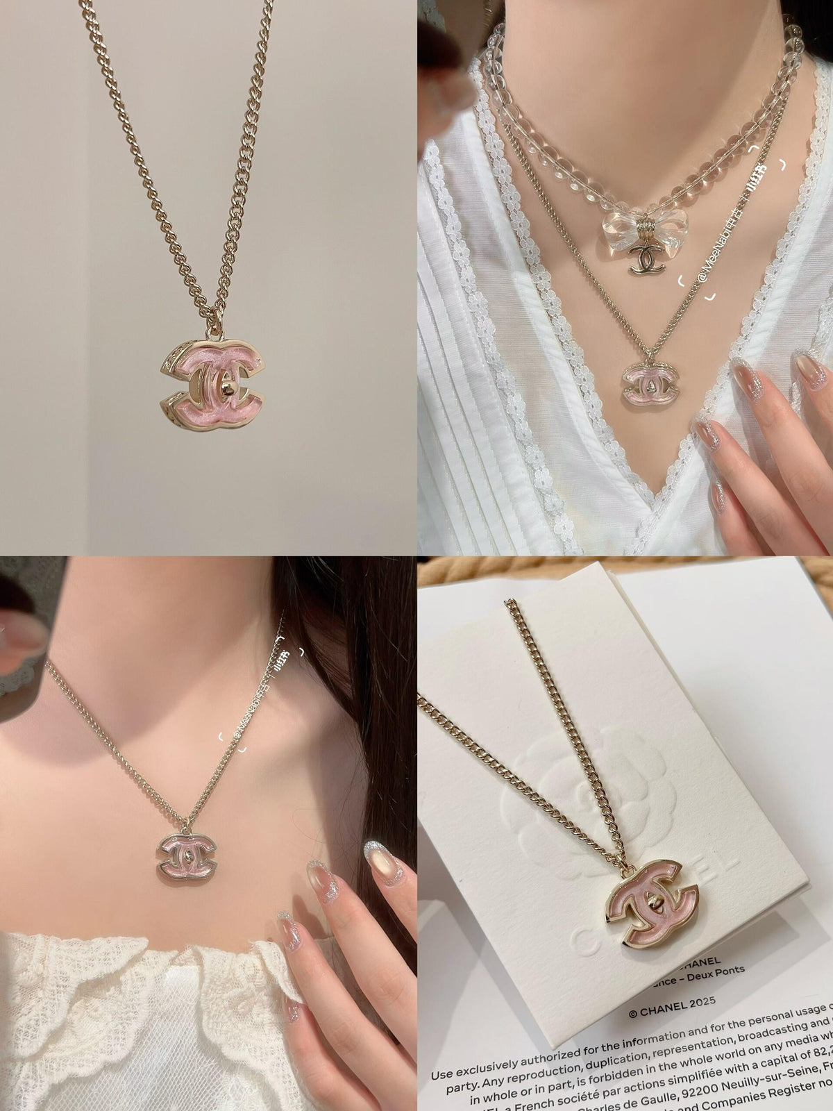 Chanel Pink Brass Necklace