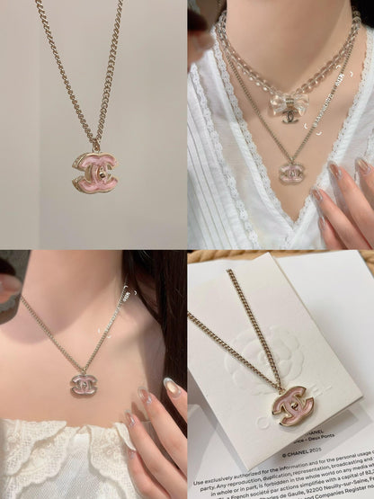 Chanel Pink Brass Necklace