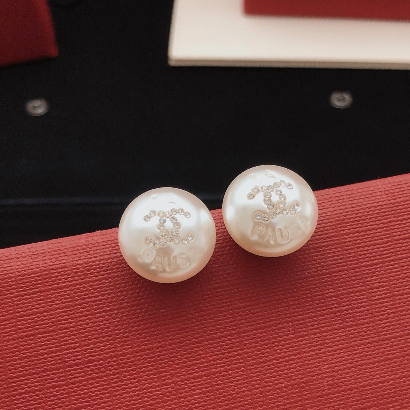 Chanel Brass Pearl Earrings