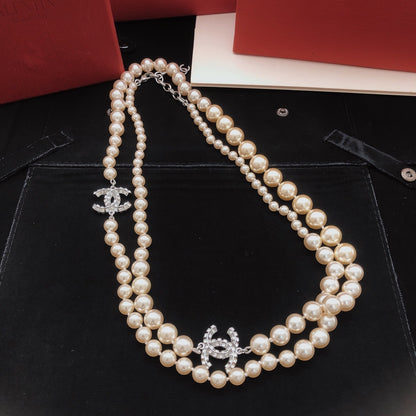 Chanel Brass Pearl Necklace