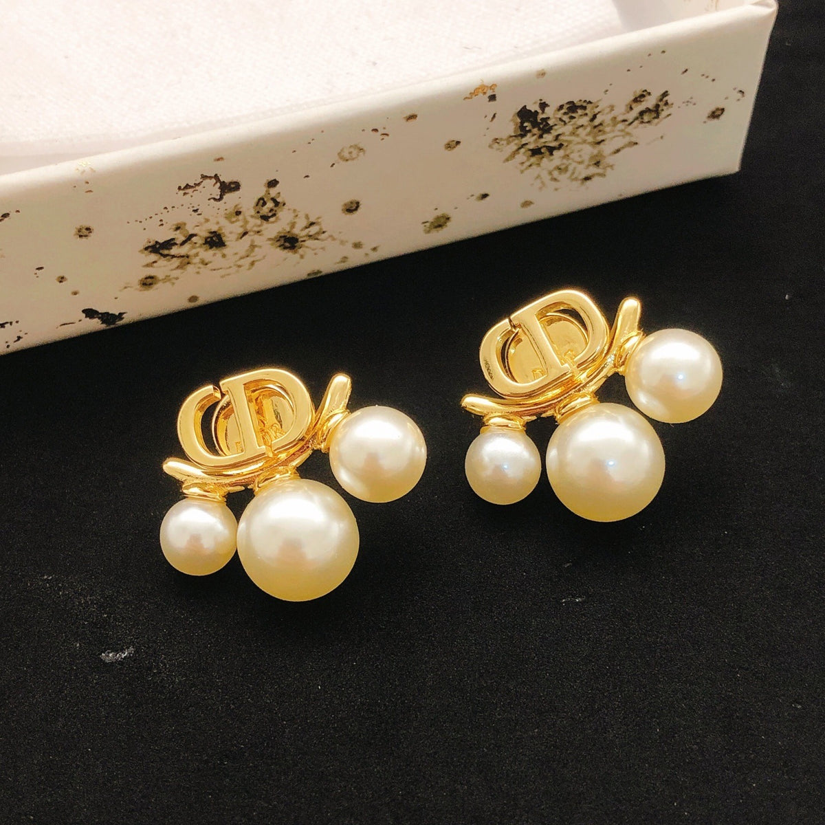 Dior Brass Pearl Earrings