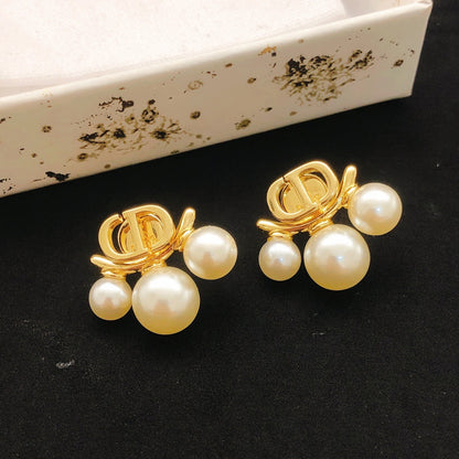 Dior Brass Pearl Earrings