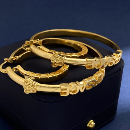 Versace Brass Logo Earrings