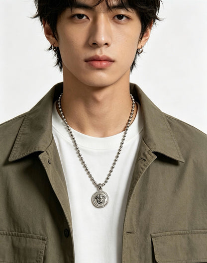Versace Sterling Silver Chain Necklace