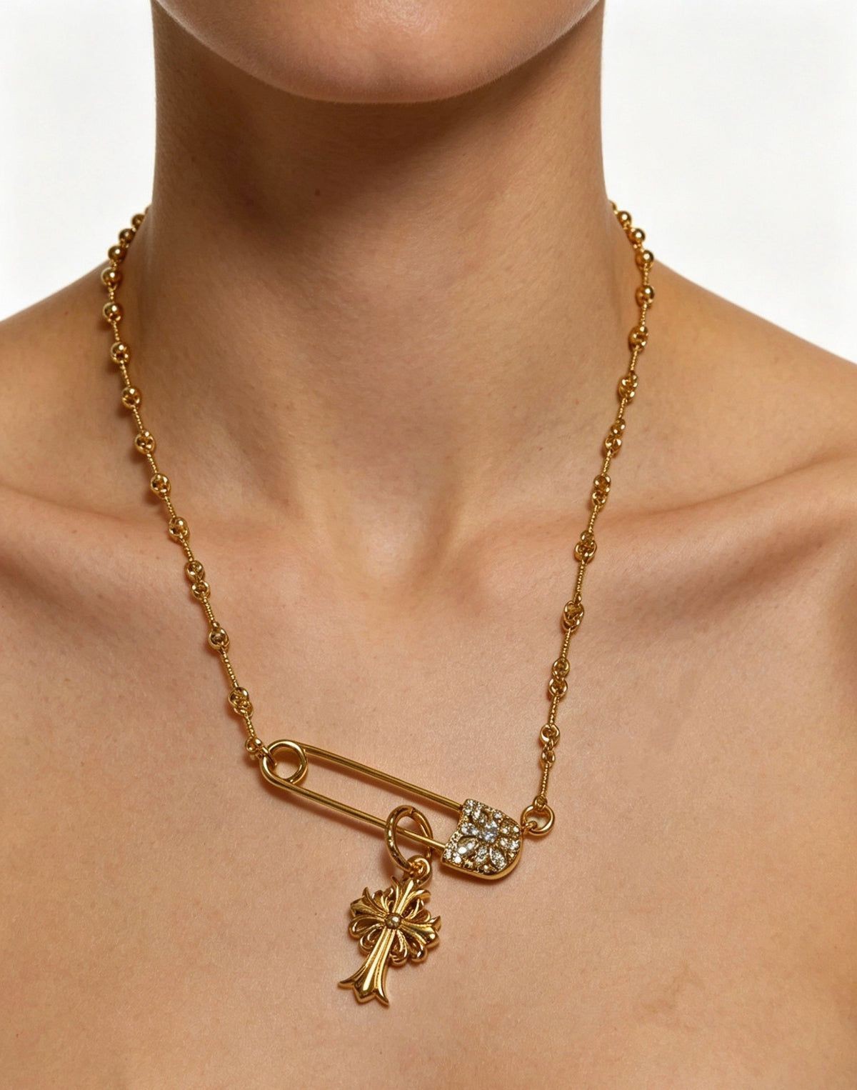 Chrome Hearts Sterling Silver Cross Necklace