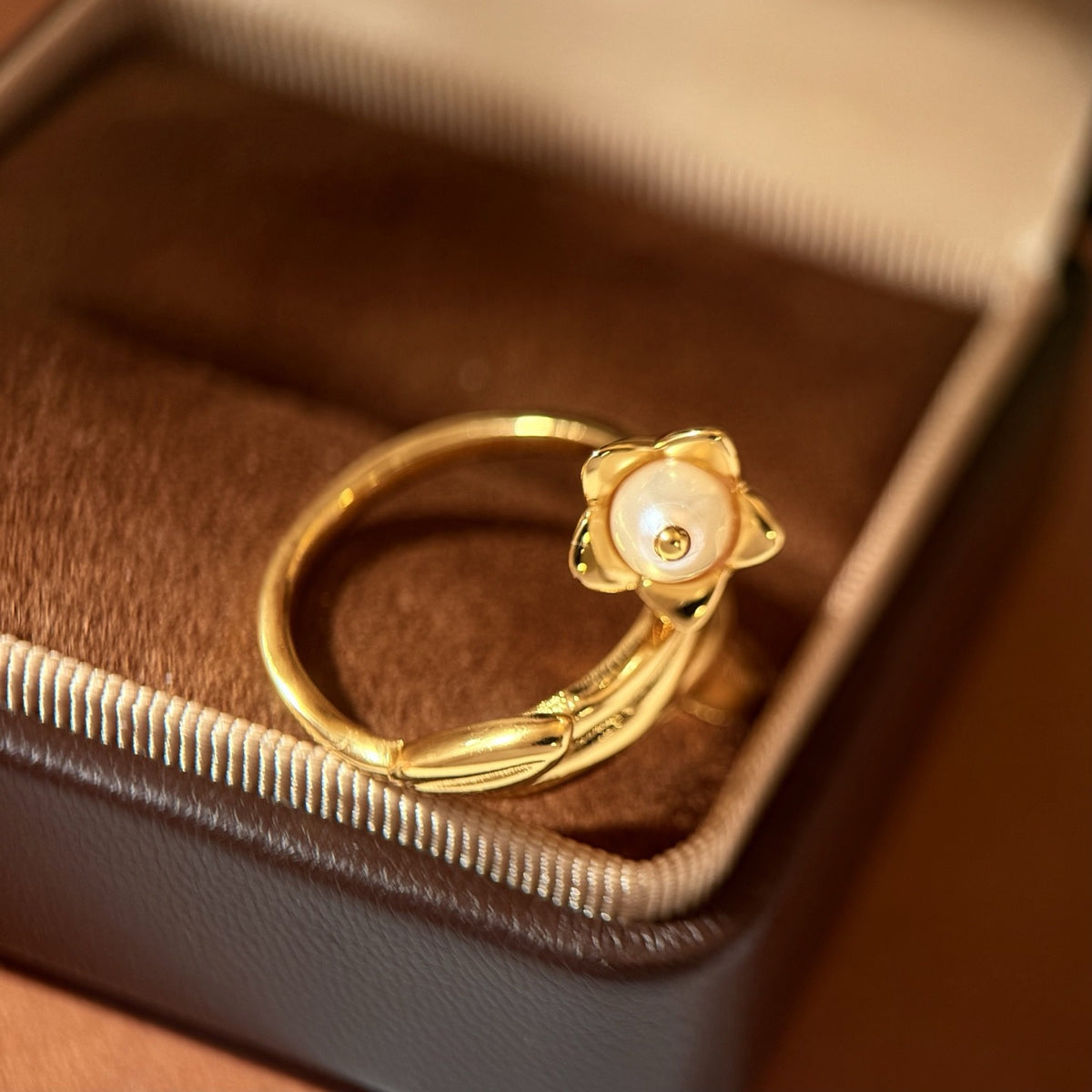Dior Gold Brass Pearl Ring