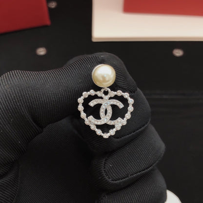Chanel Brass Heart Earrings
