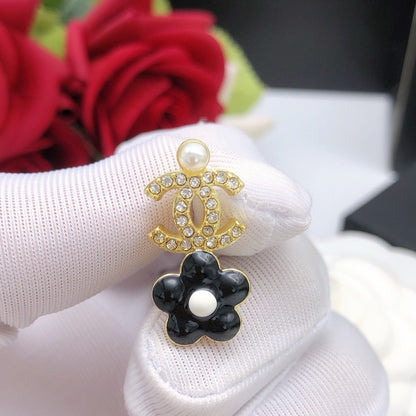 Chanel Brass & Sterling Silver Clover Earrings