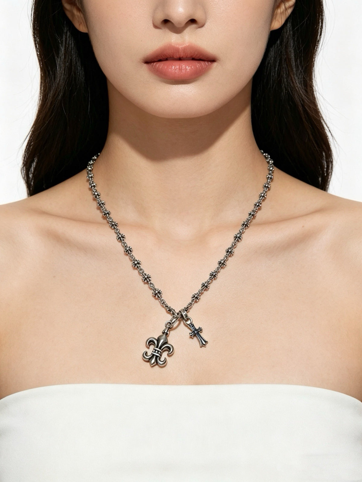 Chrome Hearts Sterling Silver Cross Necklace