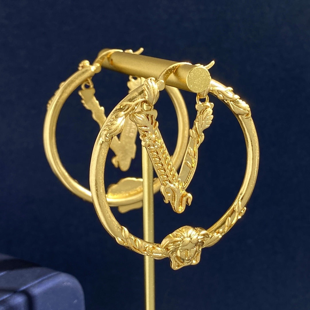 Versace Brass Medusa Earrings